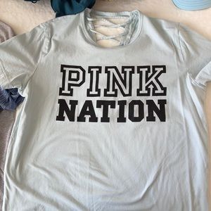 Worn once pink nation open back t-shirt